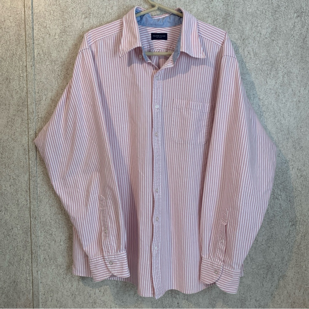 Proper Cloth Pink Striped Oxford Cotton Button Down Shirt Men’s XL